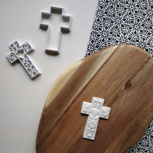 Patterned Cross stamp and cookie cutter