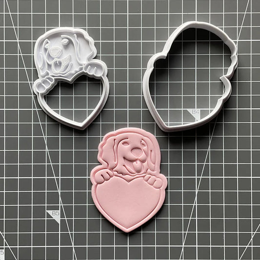 Dog with Heart Fondant Stamp|Cutter